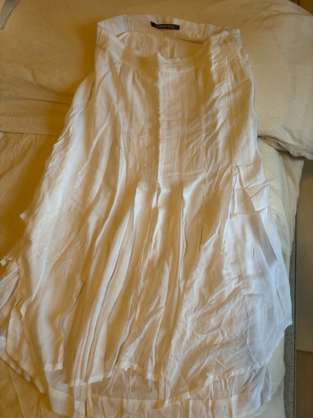 Jacques Ruc white maxi asymmetrical skirt. Lightweight